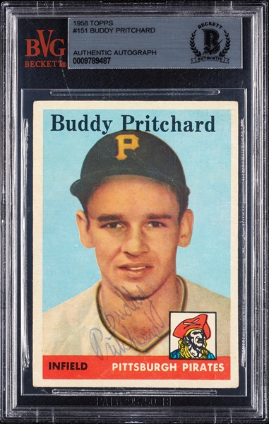 Buddy Pritchard Signed 1958 Topps No. 151 (BAS)