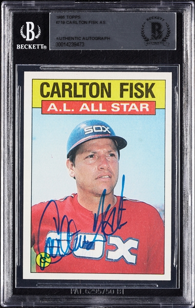 Carlton Fisk Signed 1986 Topps No. 719 (BAS)