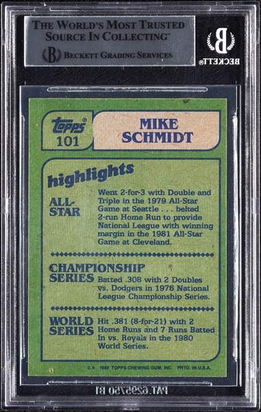 Mike Schmidt Signed 1982 Topps No. 101 (BAS)