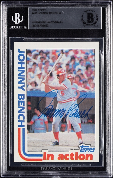 Johnny Bench Signed 1982 Topps No. 401 (BAS)
