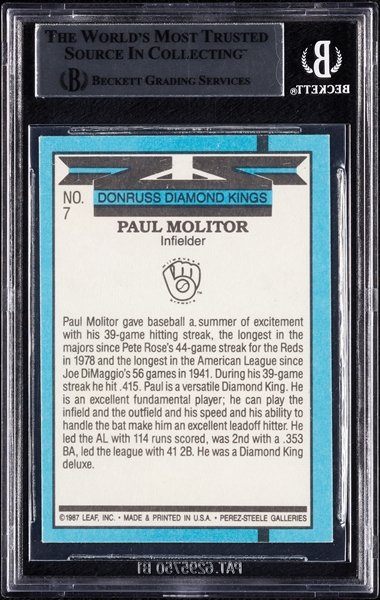 Paul Molitor Signed 1988 Donruss No. 7 (BAS)