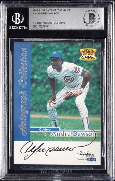 Andre Dawson Signed 1999 Fleer SI Greats of the Game (BAS)