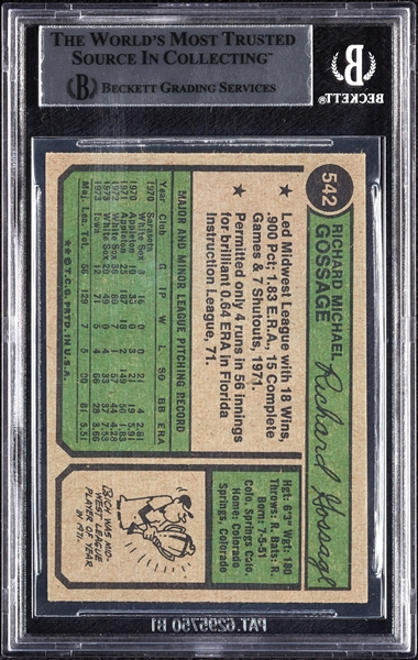 Rich Gossage Signed 1974 Topps No. 542 (BAS)