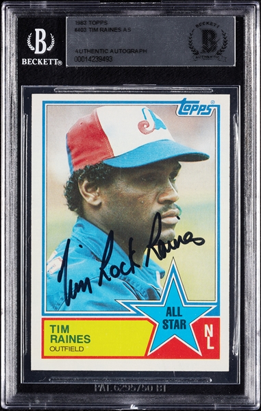 Tim Raines Signed 1983 Topps No. 403 Rock (BAS)