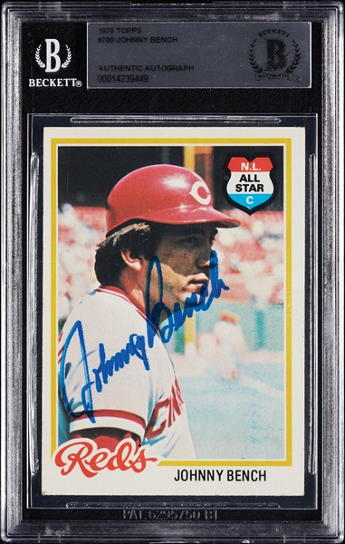 Johnny Bench Signed 1978 Topps No. 700 (BAS)