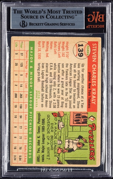 Steve Kraly Signed 1955 Topps No. 139 (BAS)