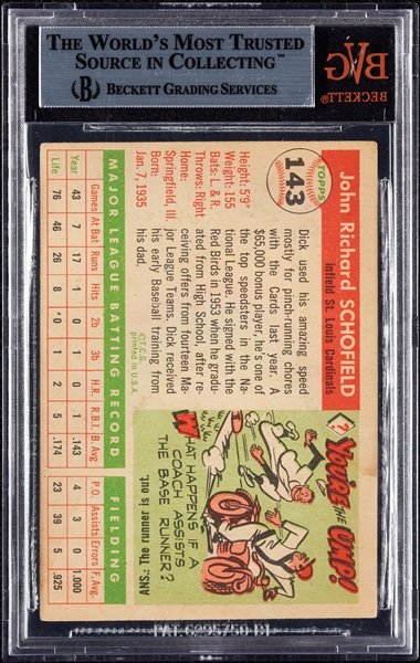 Dick Schofield Signed 1955 Topps No. 143 (BAS)