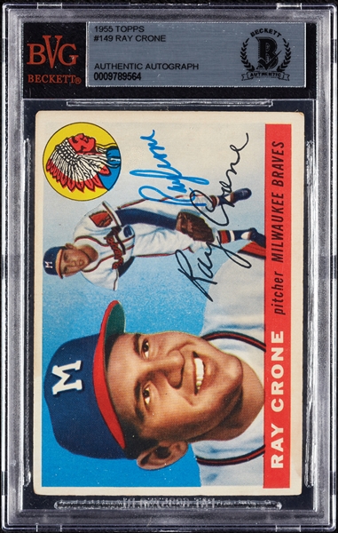 Ray Crone Signed 1955 Topps No. 149 (BAS)
