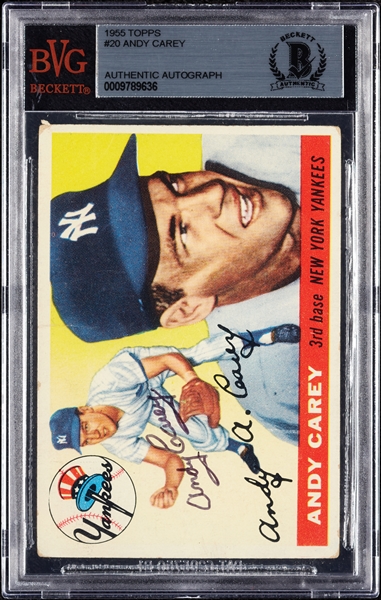 Andy Carey Signed 1955 Topps No. 20 (BAS)