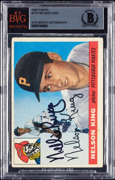 Nelson King Signed 1955 Topps No. 112 (BAS)