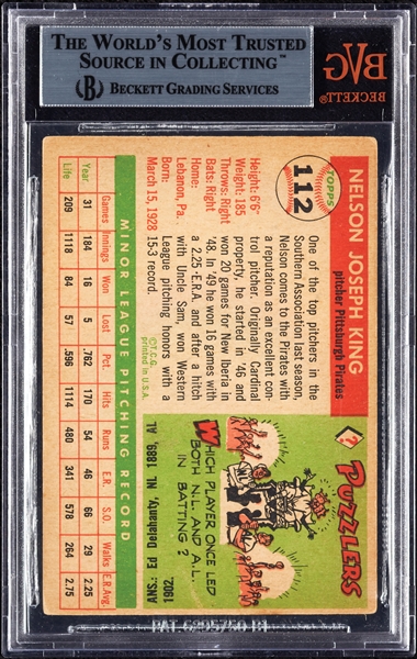 Nelson King Signed 1955 Topps No. 112 (BAS)