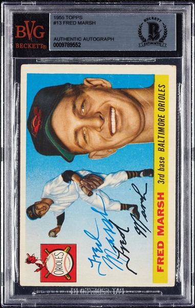Fred Marsh Signed 1955 Topps No. 13 (BAS)