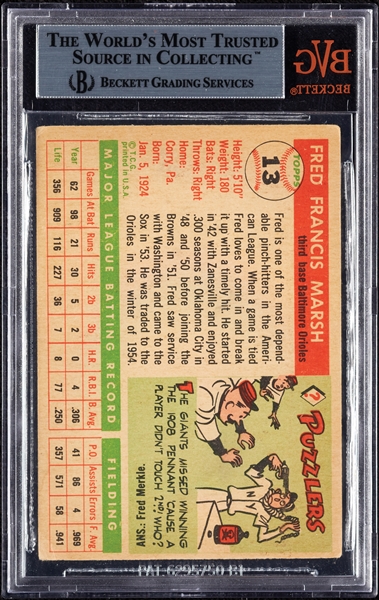 Fred Marsh Signed 1955 Topps No. 13 (BAS)