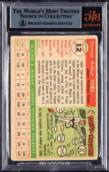 Jake Thies Signed 1955 Topps No. 12 (BAS)