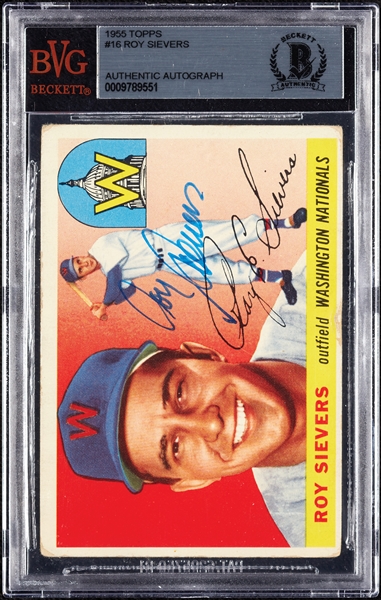 Roy Sievers Signed 1955 Topps No. 16 (BAS)