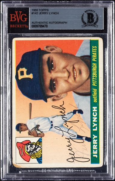 Jerry Lynch Signed 1955 Topps No. 142 (BAS)