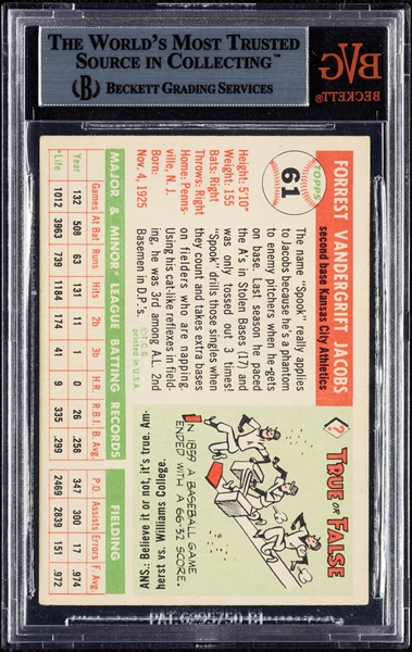 Spook Jacobs Signed 1955 Topps No. 61 (BAS)