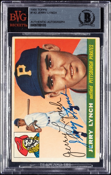 Jerry Lynch Signed 1955 Topps No. 142 (BAS)
