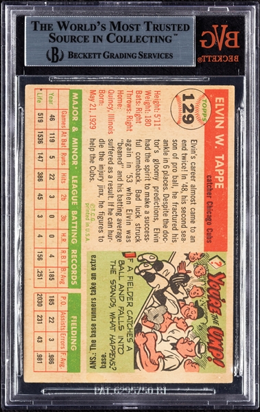 Elvin Tappe Signed 1955 Topps No. 129 (BAS)