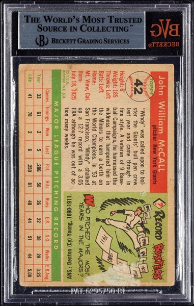 Windy McCall Signed 1955 Topps No. 42 (BAS)