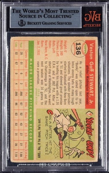Bunky Stewart Signed 1955 Topps No. 136 (BAS)