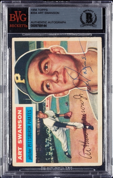 Art Swanson Signed 1956 Topps No. 204 (BAS)