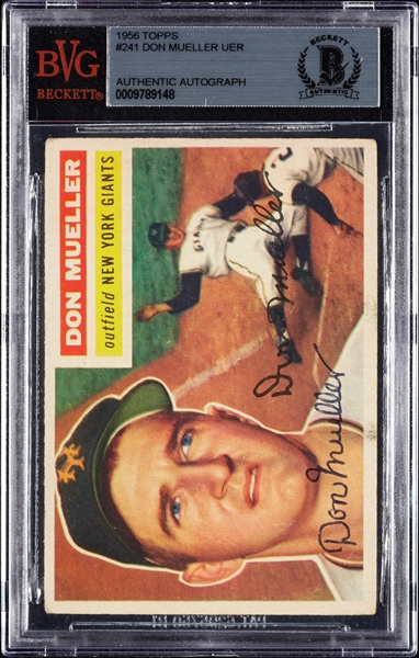 Don Mueller Signed 1956 Topps No. 241 (BAS)