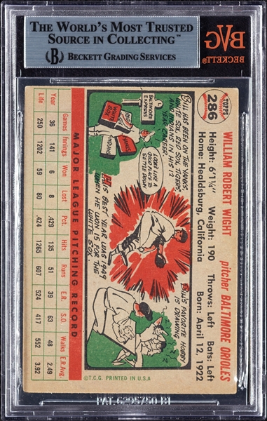 Bill Wight Signed 1956 Topps No. 286 (BAS)
