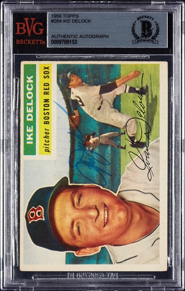 Ike Delock Signed 1956 Topps No. 284 (BAS)