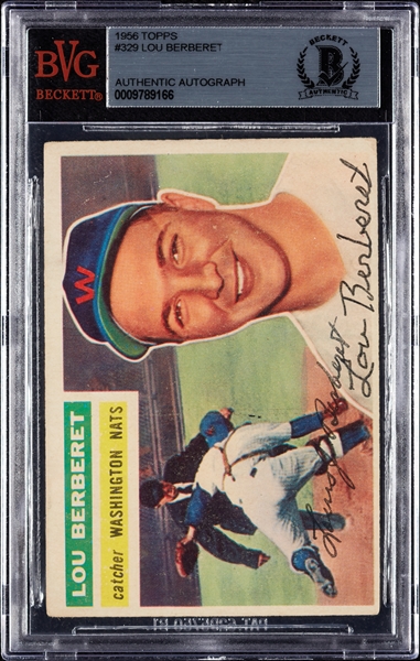 Lou Berberet Signed 1956 Topps No. 329 (BAS)