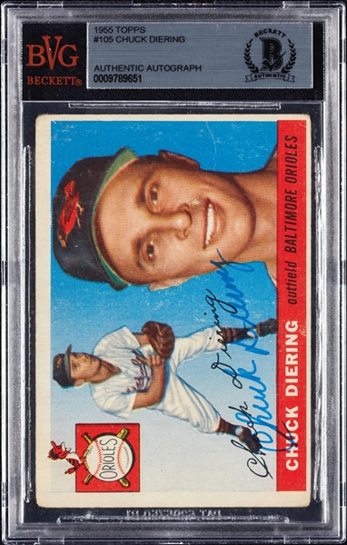 Chuck Diering Signed 1956 Topps No. 105 (BAS)