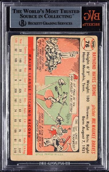 Ray Crone Signed 1956 Topps No. 76 (BAS)
