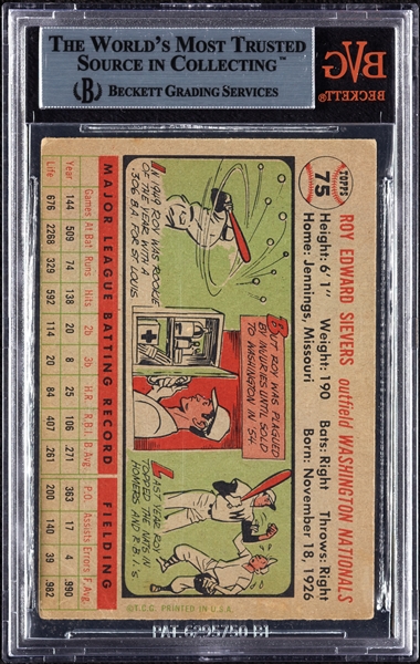 Roy Sievers Signed 1956 Topps No. 75 (BAS)