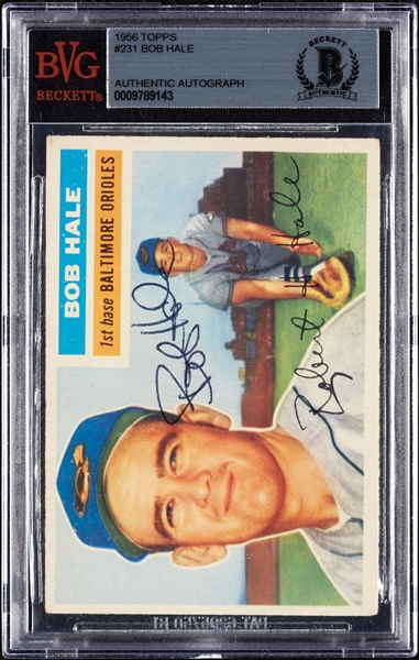 Bob Hale Signed 1956 Topps No. 231 (BAS)