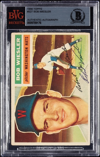 Bob Wiesler Signed 1956 Topps No. 327 (BAS)