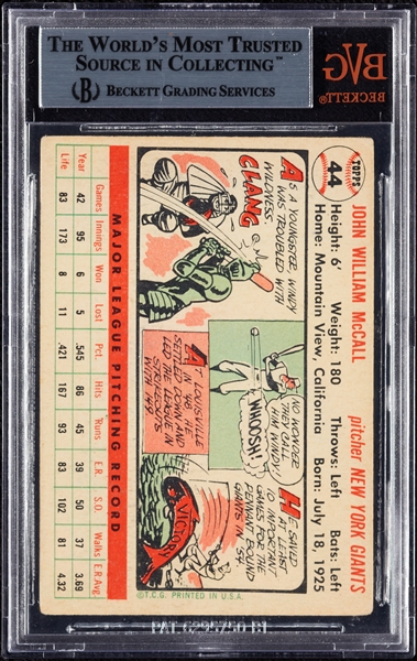 Windy McCall Signed 1956 Topps No. 44 (BAS)