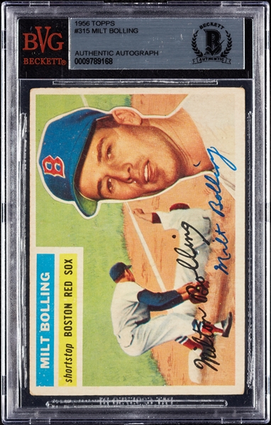 Milt Bolling Signed 1956 Topps No. 315 (BAS)