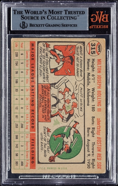 Milt Bolling Signed 1956 Topps No. 315 (BAS)