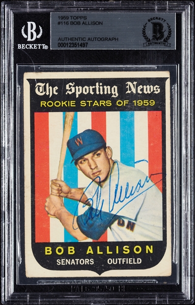 Bob Allison Signed 1959 Topps No. 116 (BAS)