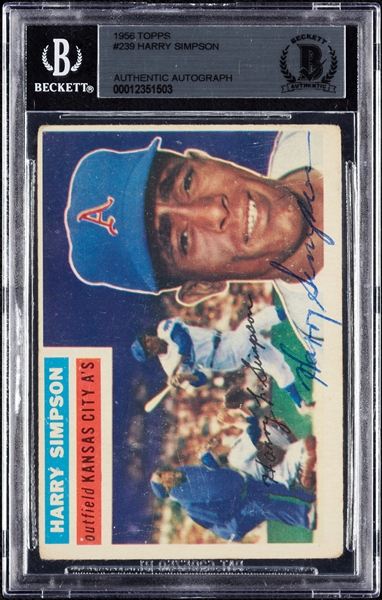 Harry Simpson Signed 1956 Topps No. 239 (BAS)