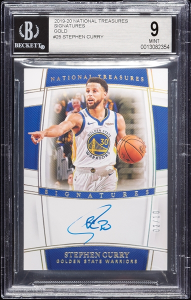 Stephen Curry Signed 2019 National Treasures Signatures Gold (2/10) BGS 9 (AUTO 9)
