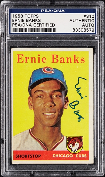 Ernie Banks Signed 1958 Topps No. 310 (PSA/DNA)