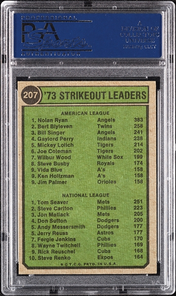 Nolan Ryan & Tom Seaver Signed 1974 Topps Strikeout Leaders No. 207 (PSA/DNA)