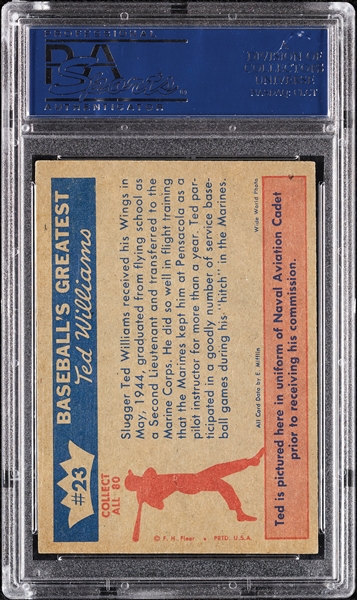 Ted Williams Signed 1959 Fleer Ted Williams No. 23 (PSA/DNA)