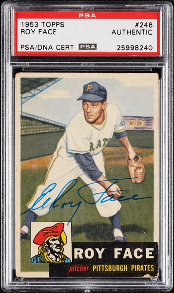 Roy Face Signed 1953 Topps No. 246 (PSA/DNA)