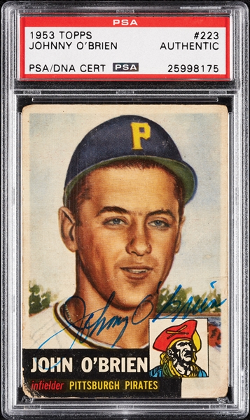 Johnny O'Brien Signed 1953 Topps No. 223 (PSA/DNA)