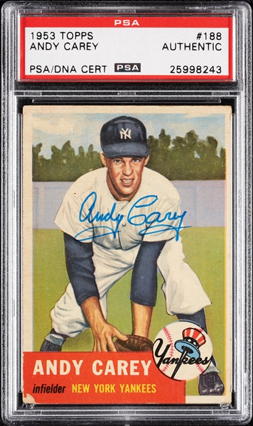 Andy Carey Signed 1953 Topps No. 188 (PSA/DNA)