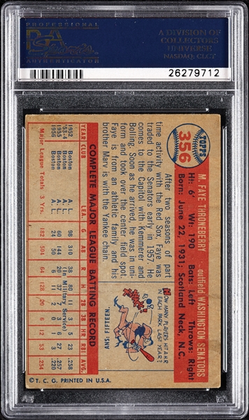 Faye Throneberry Signed 1957 Topps No. 356 (PSA/DNA)