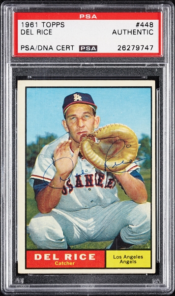 Del Rice Signed 1961 Topps No. 448 (PSA/DNA)