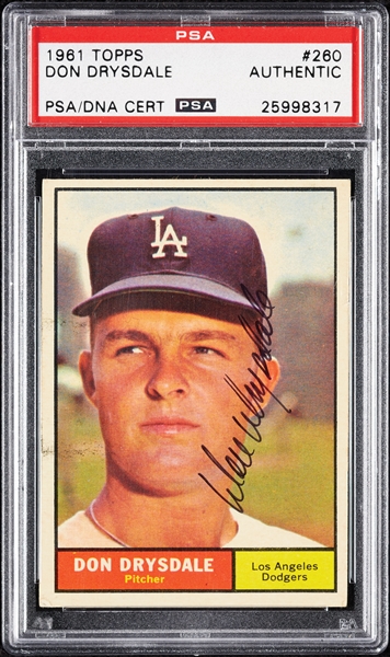 Don Drysdale Signed 1961 Topps No. 260 (PSA/DNA)